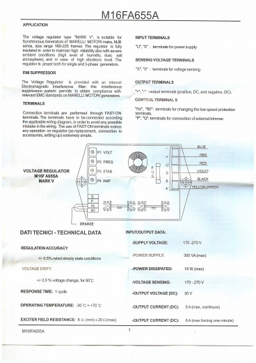 Регулятор напряжения Mark I; V (M16FA655A)/voltage regulator